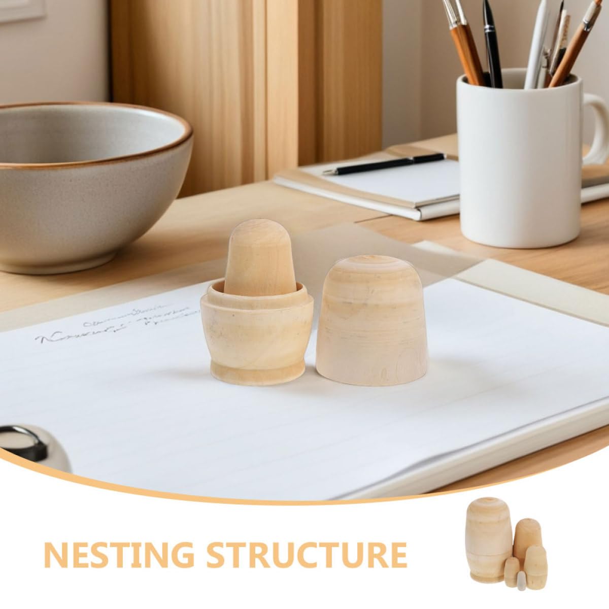 Matrioska Russa Originale Set in Legno Bianco 5 Strati per Pittura DIY