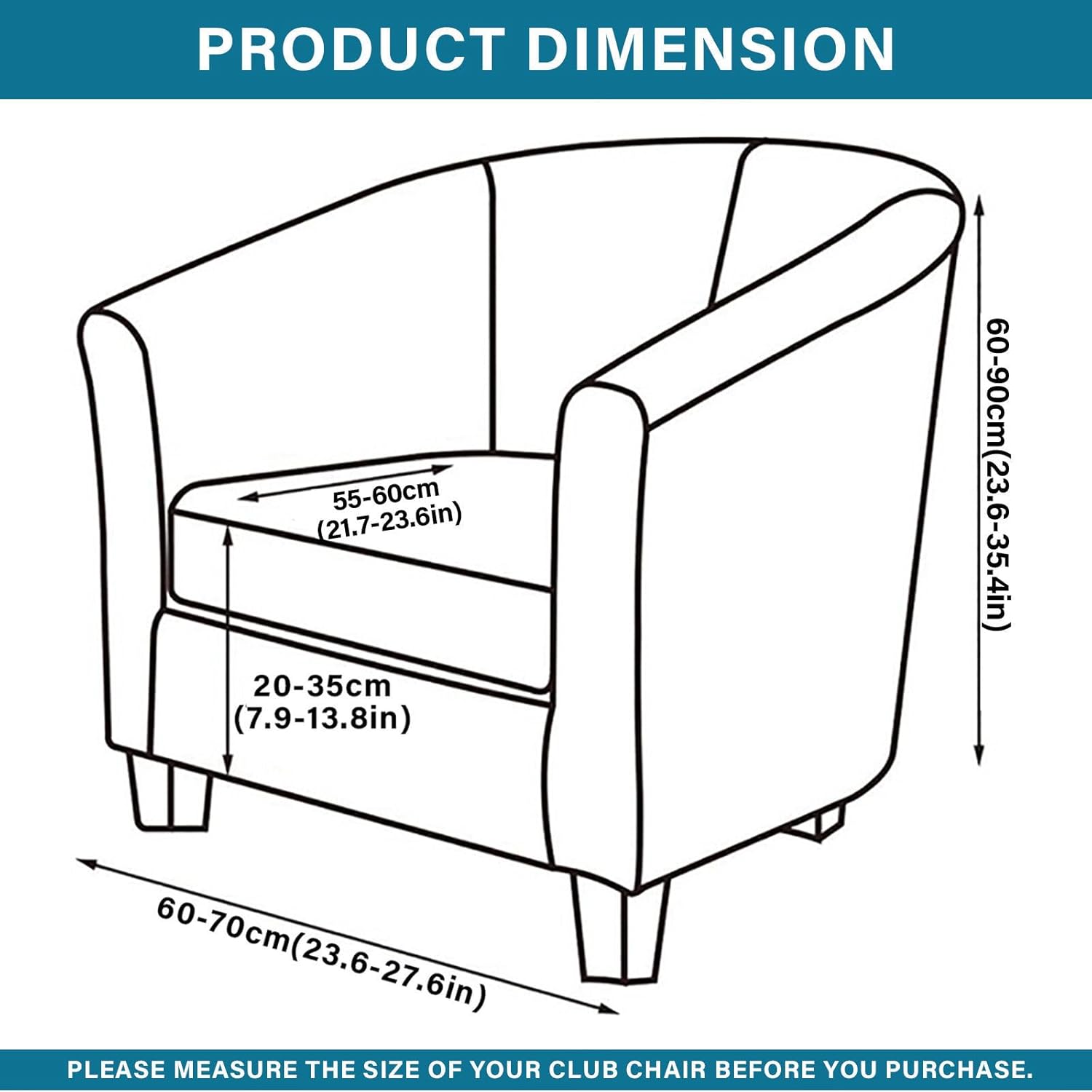 Club Chair Slipcover PU Leather, Waterproof Tub Chair Cover Stretch Non Slip Armchair Sofa Cover Living Room Round Barrel Chair Covers Furniture Protector-Beige-1 Piece