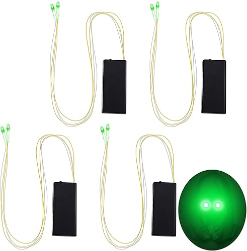 Miniatura 8 de Jutom 4 piezas de ojos láser rojos brillantes LED de Halloween para máscara de ojos claros con caja de batería, batería no incluida