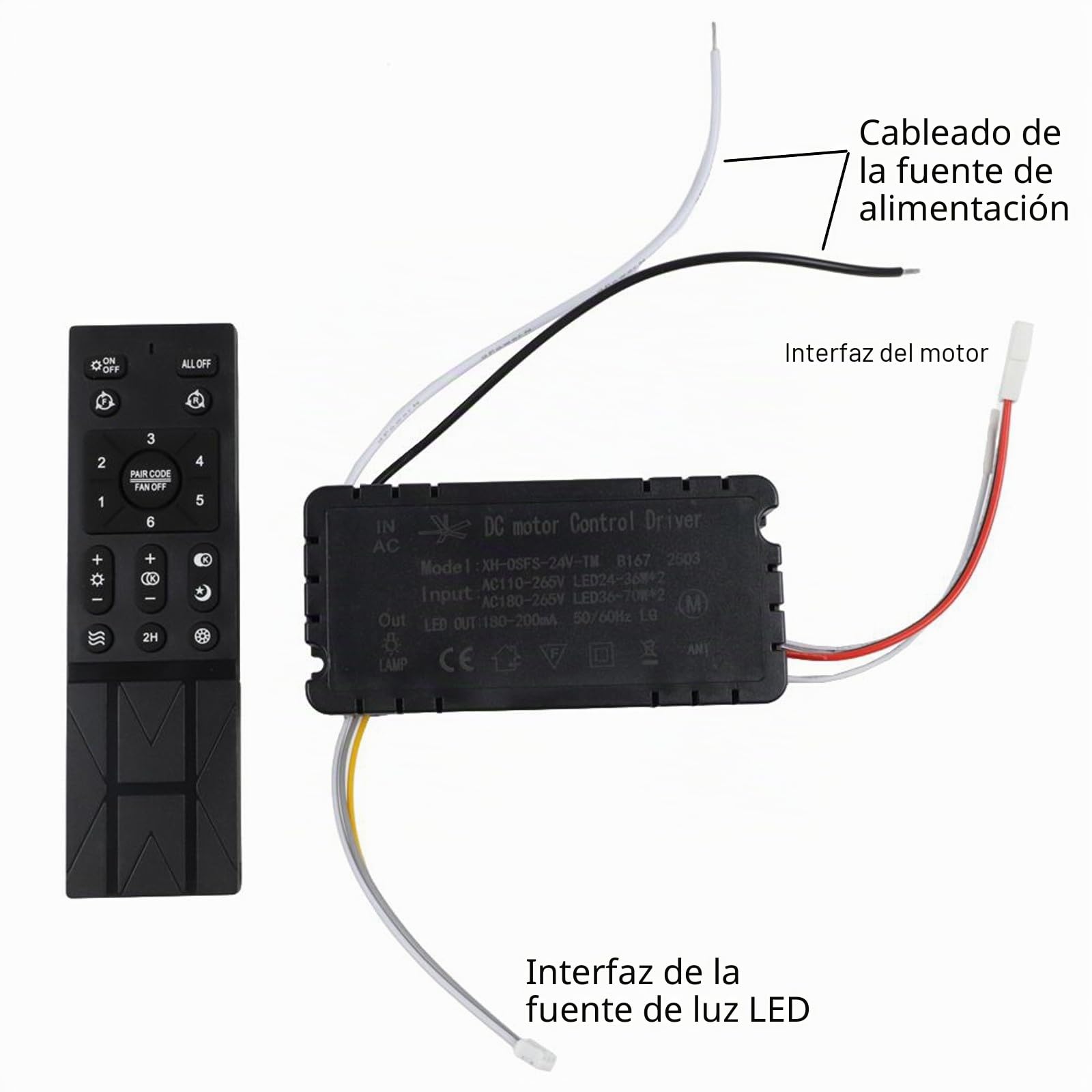 DAZZLEEX Mando a distancia para ventilador de techo, con 6 ajustes diferentes de velocidad del ventilador, monitoreo de batería para sala de estar, para hotel ligero, cómodo reinicio