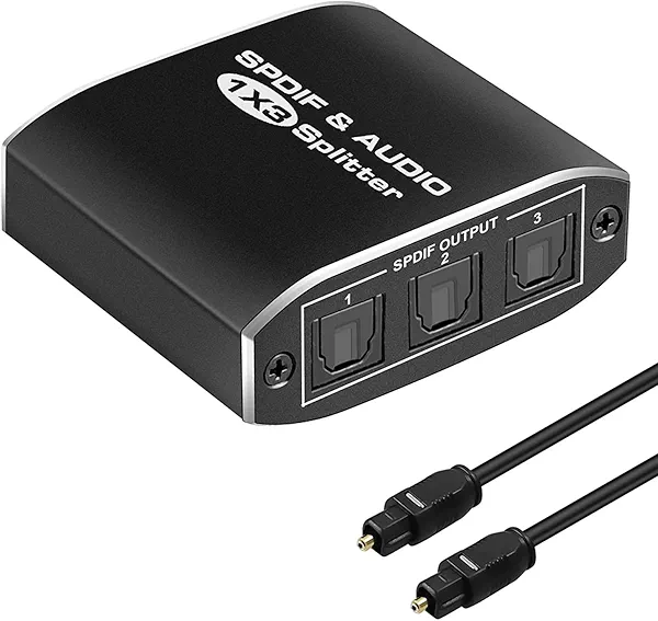 Suckoo SPDIF Toslink Audio Fiber Optic Splitter 1 in 3 Out 1 in 2 Out DVD Player TV Game Console TV Box PS4 External 3 Port Digital Audio Headphone Sound Amplifier Speaker Switch Box