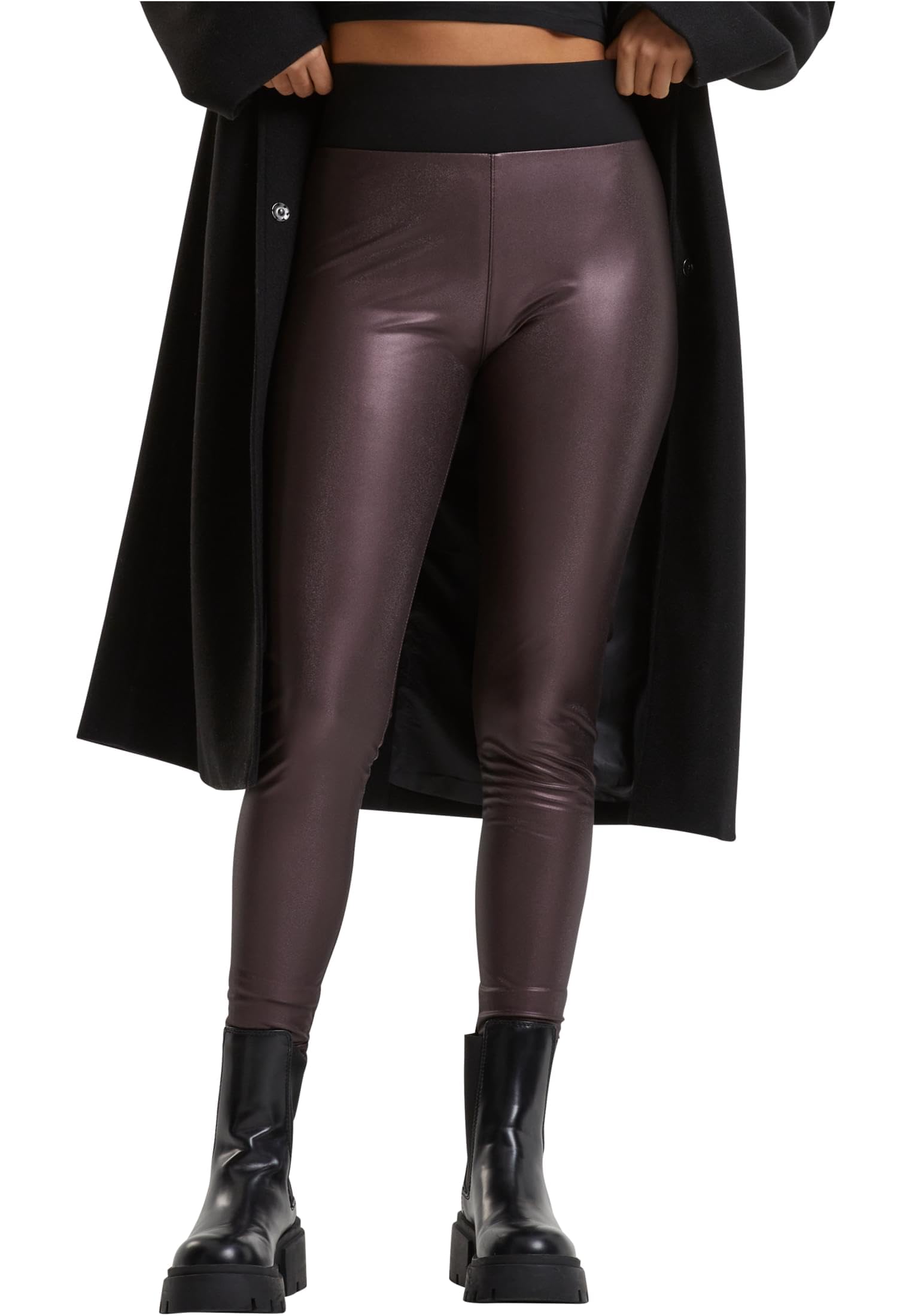 Urban Classics Women's Red Faux Leather High Waist Leggings (Redwine 02243), 5XL