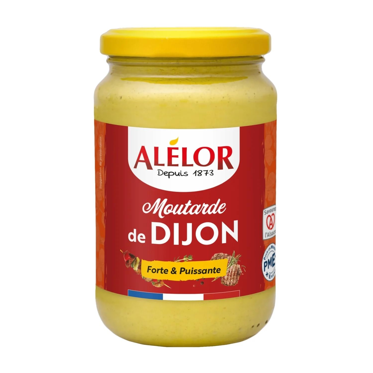 ALELOR - Sauce Moutarde de Dijon Forte et Puissante - Fabriquée en Alsace · Ideal Pour Accompagner les Viandes Rouges, Brochettes et Grillades au Barbecue - Le Pot de 350g - Le Lot De 4