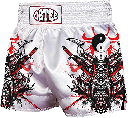 O2Tee Girls Full Graphic Shorts Combat Boxer Trunks For Grappling, Sun Skull Xs White #TOP9