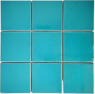 Set of 9 Ceramic Tiles 3.94 x 3.94 Solid Color Versatile and Long-Lastin...