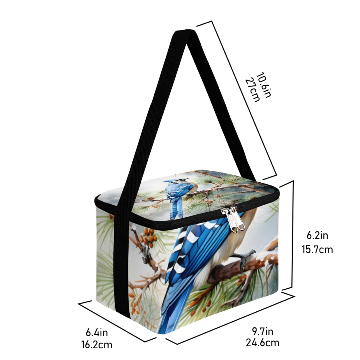 GzLeyigou Lunch Bags for Women Men 9 Cans,Robin Hot & Cold Food Delivery Bag Insulated Grocery Bag Insulated Lunch Box Bird Cooler Bag for Office Work Picnic Beach