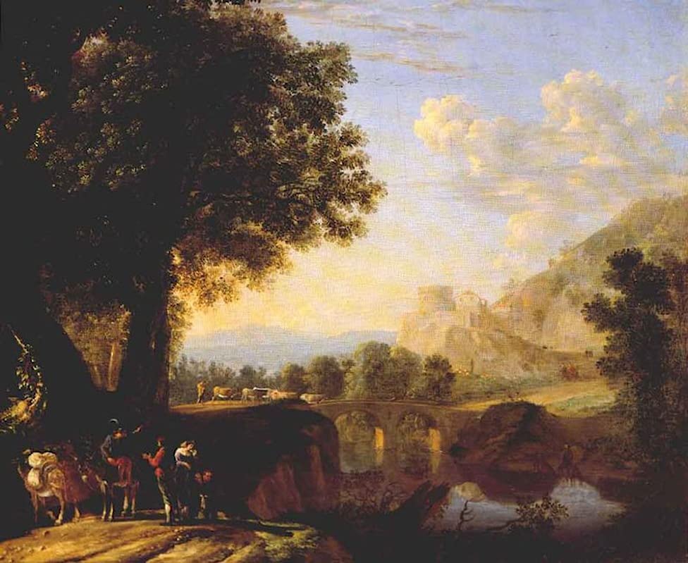 Art tableau paysage italien château Herman Van Swanevelt haut de gamme