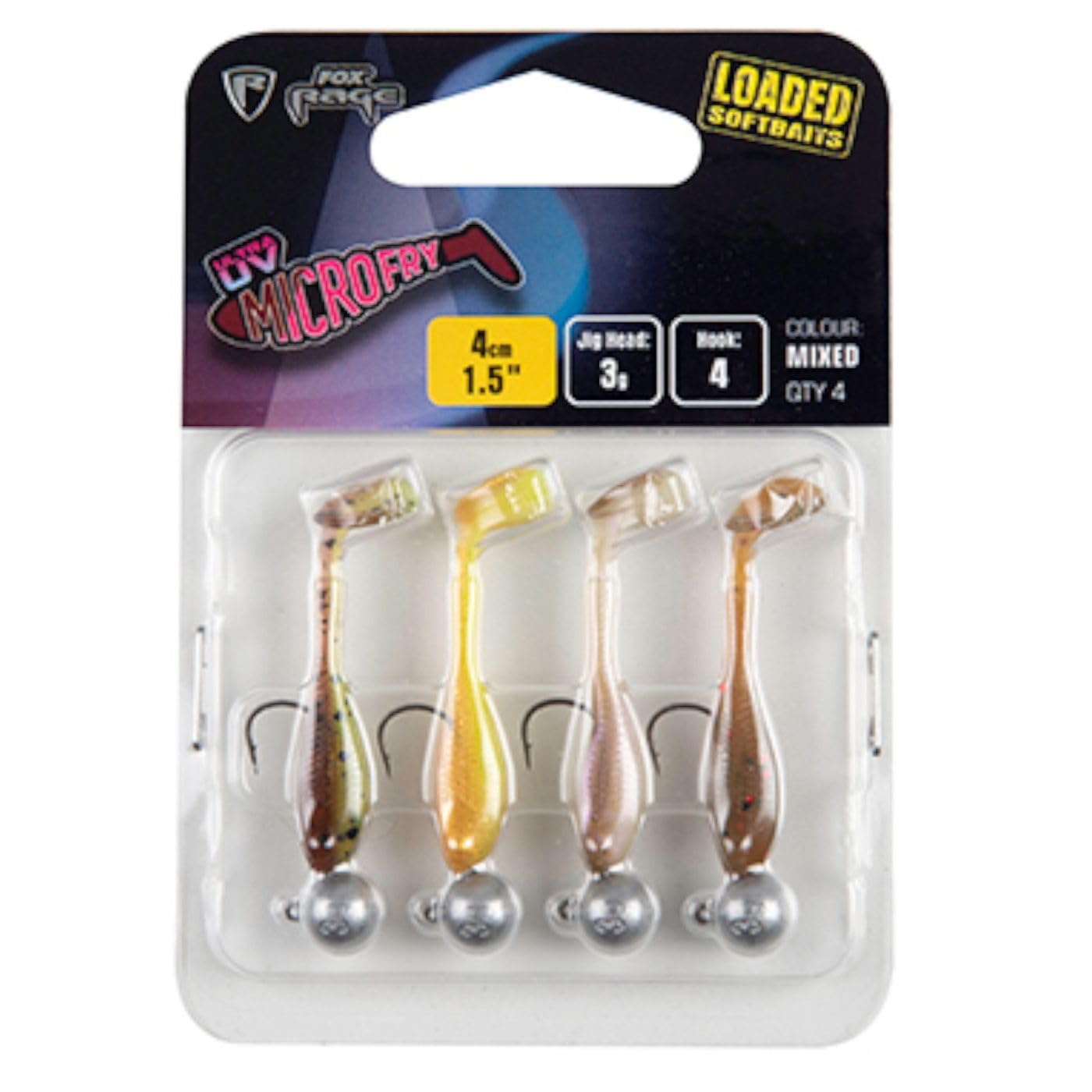 Fox RageUltra UV Micro Fry 4cm Fry 4cm 3g Mixed Qty 4 NMC040