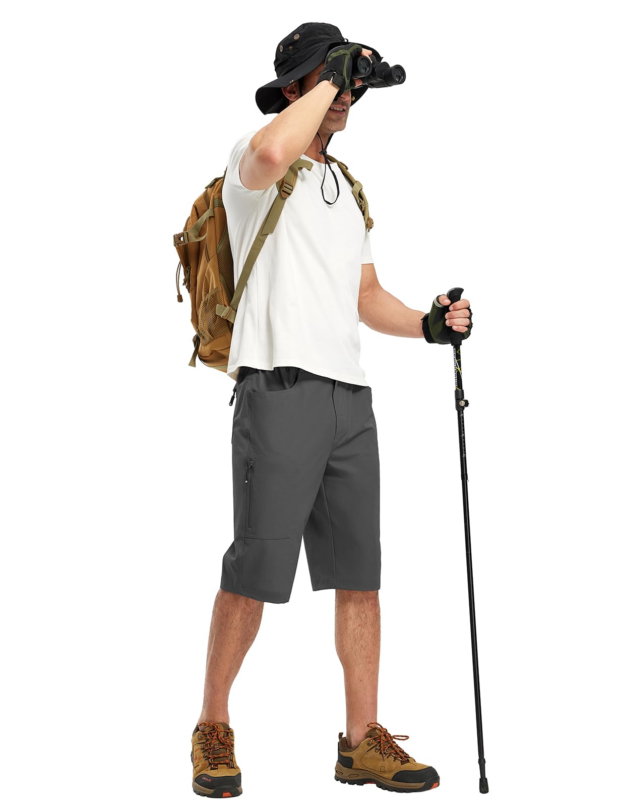 YSENTO Herren 3/4 Kurze Hosen OutdoorShorts Kurze Cargohose Wanderhose Stretch Trekkinghose