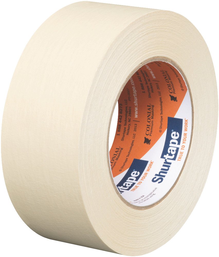 Shurtape Colonial Premium Grade, High Adhesion Masking Tape, 48mm x 55m, Natural, Case of 24 Rolls (101534)