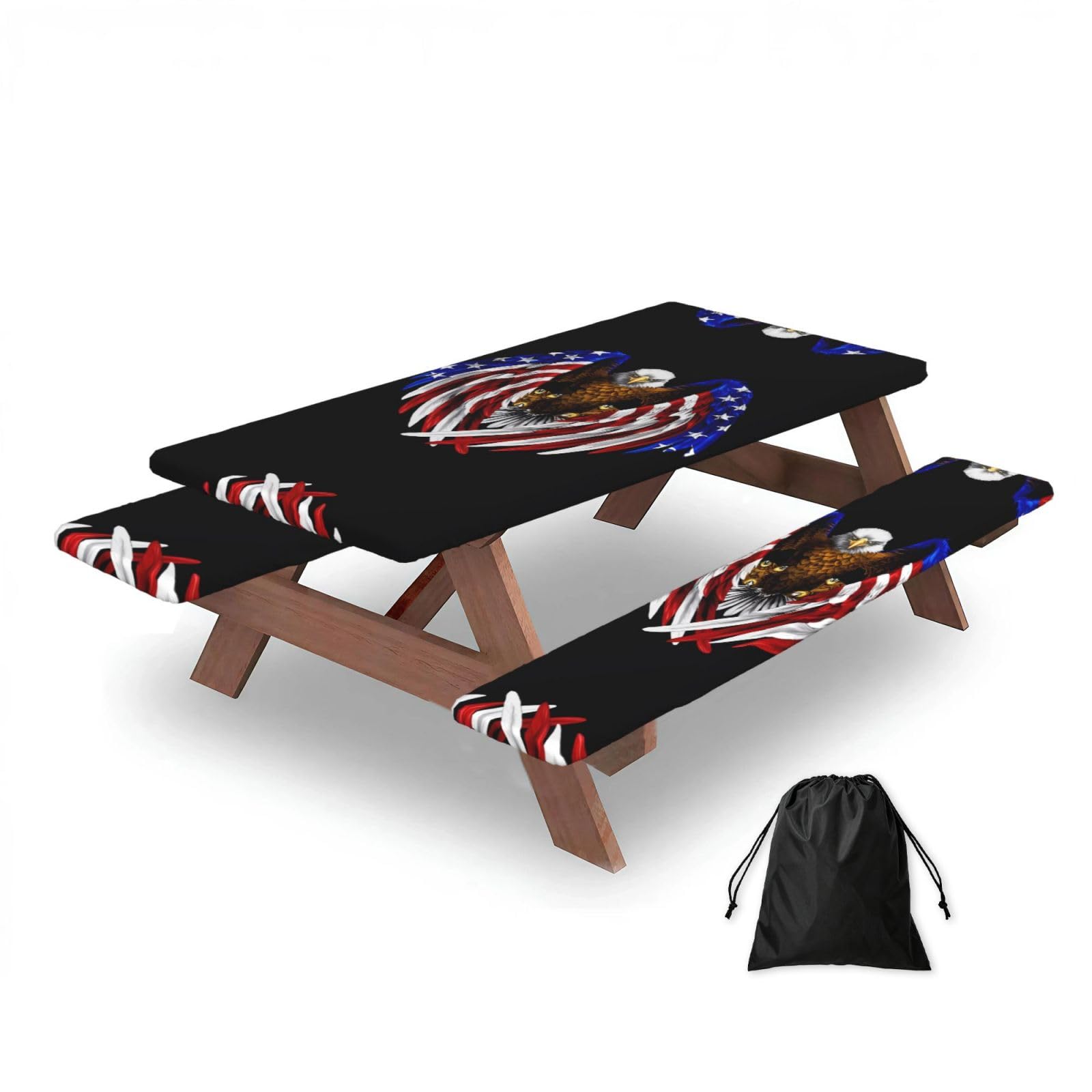 USA Flag Patriotic Eagle Rectangular water-repellent picnic tablecloths, outdoor camping, picnic, BBQ