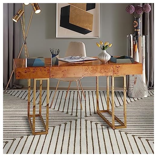 RUGGABLE x Jonathan Adler Machine Washable Modern Area Rug – Inkdrop Camel & Ivory 6x9, Stain-Resistant, Non-Slip – Medium Rugs for Living Room, Bedroom, Hallway, Entryway & Office–with Standard Pad