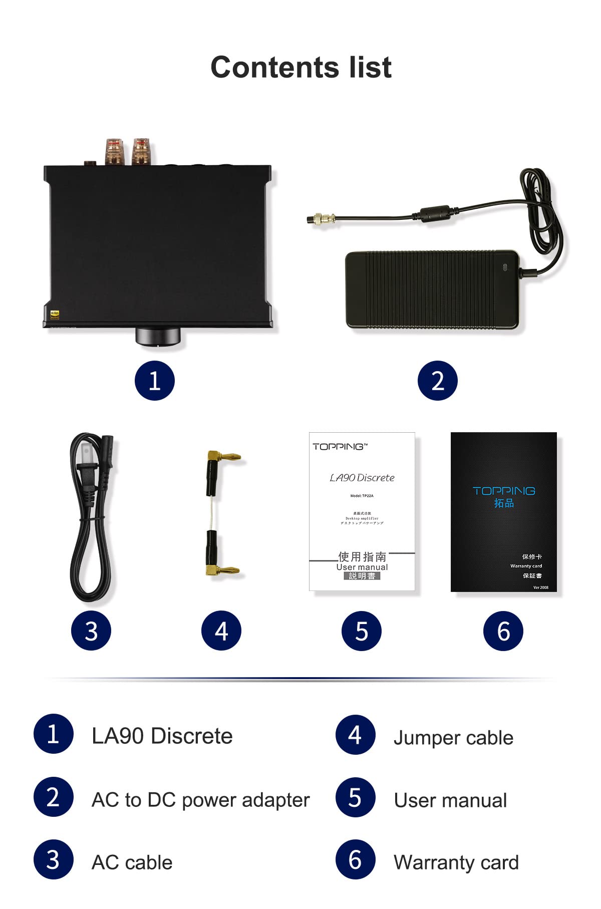Topping LA90D (Discrete) Amplificatore di potenza con circuito NFCA, THD+N 0,0001%, Trigger 12 V, XLR, TRS da 6,35 mm (nero)