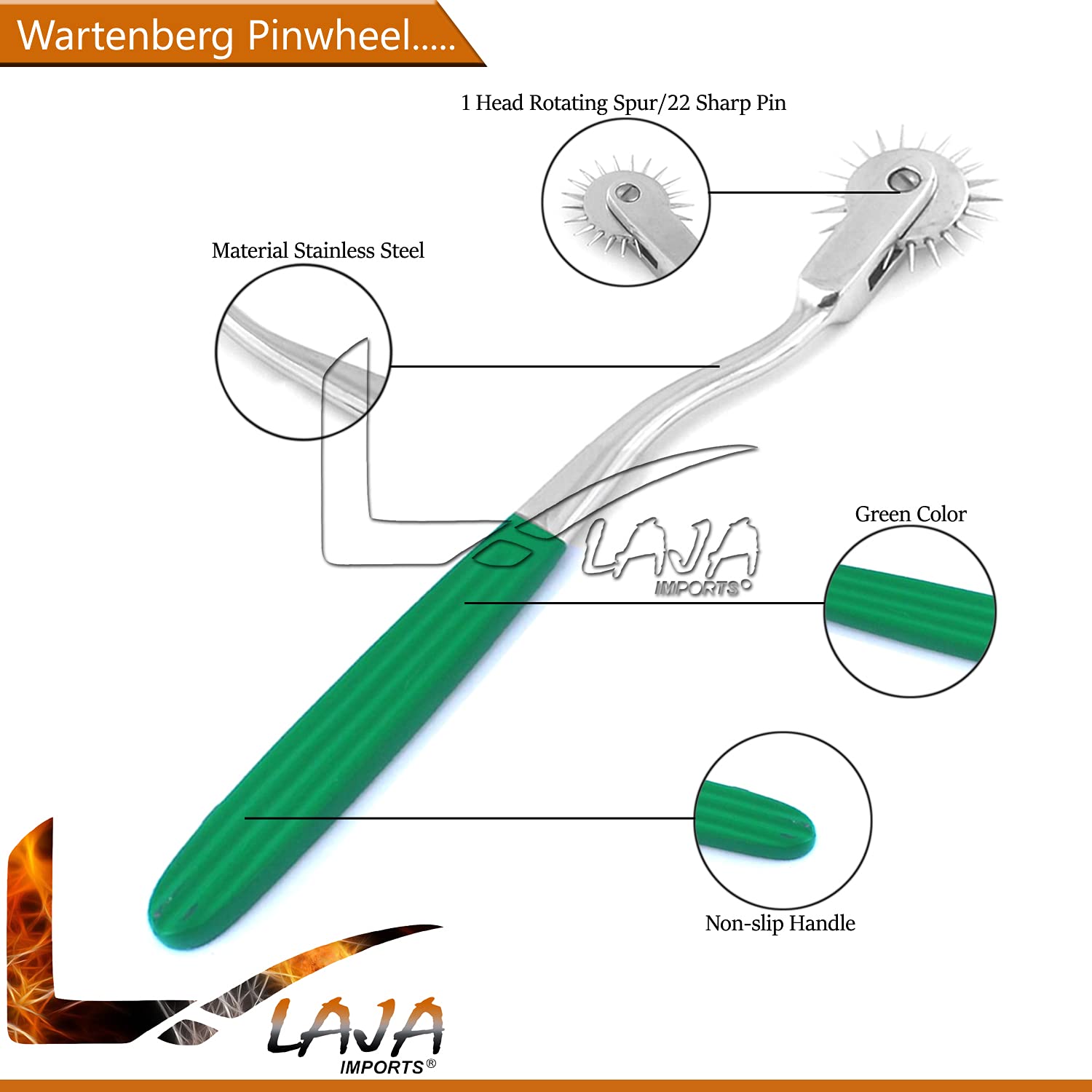 AAProTools Tactical Black Diagnostic Neurological Wartenberg Sensory Pinwheel Pin Wheel 1 Head