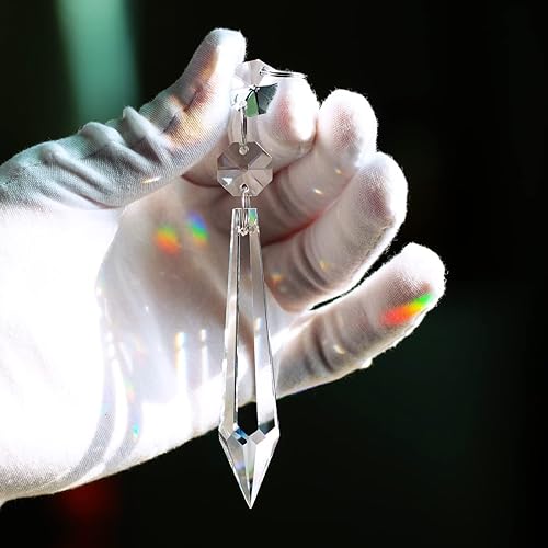 Miniatura 3 de 20 piezas de 2.992 in de cristal de araña de carámbanos prismas de repuesto colgantes cuentas, cristales colgantes para decoración