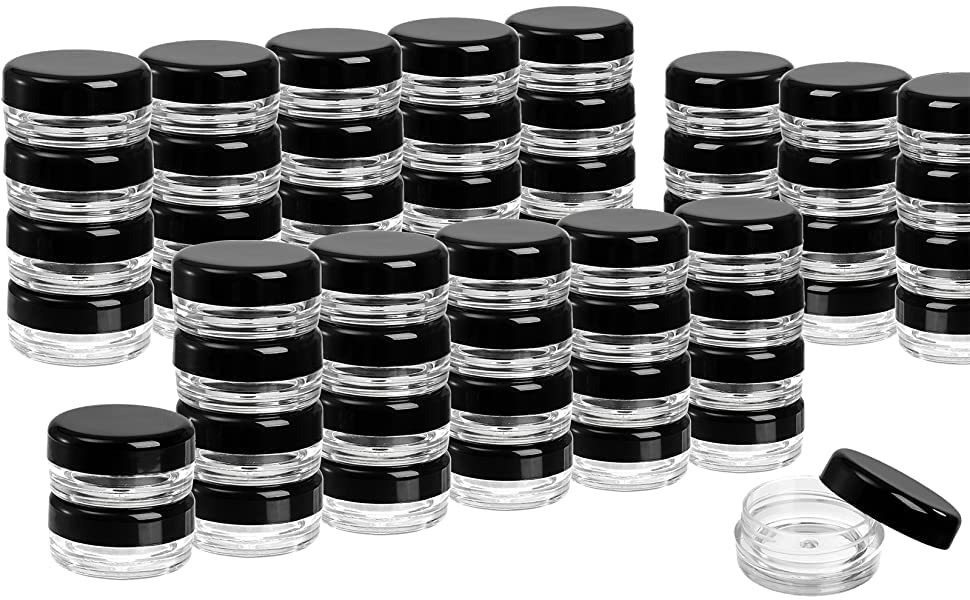Hunky Dory 24pcs 5grams PS Acrylic Transparent with Black Cap Cosmetics Container for Creams,Lip Balm, Body Butter, Essential oil, Costemic, Makeup, Travel Use-picture-8