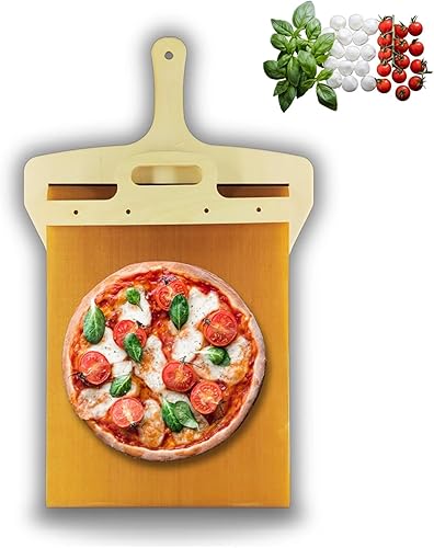 Miniatura 4 de MISSCHILI Pala deslizante para pizza, espátula de pizza de pala, pala de cáscara de pizza antiadherente, transfiere la pizza perfectamente, la