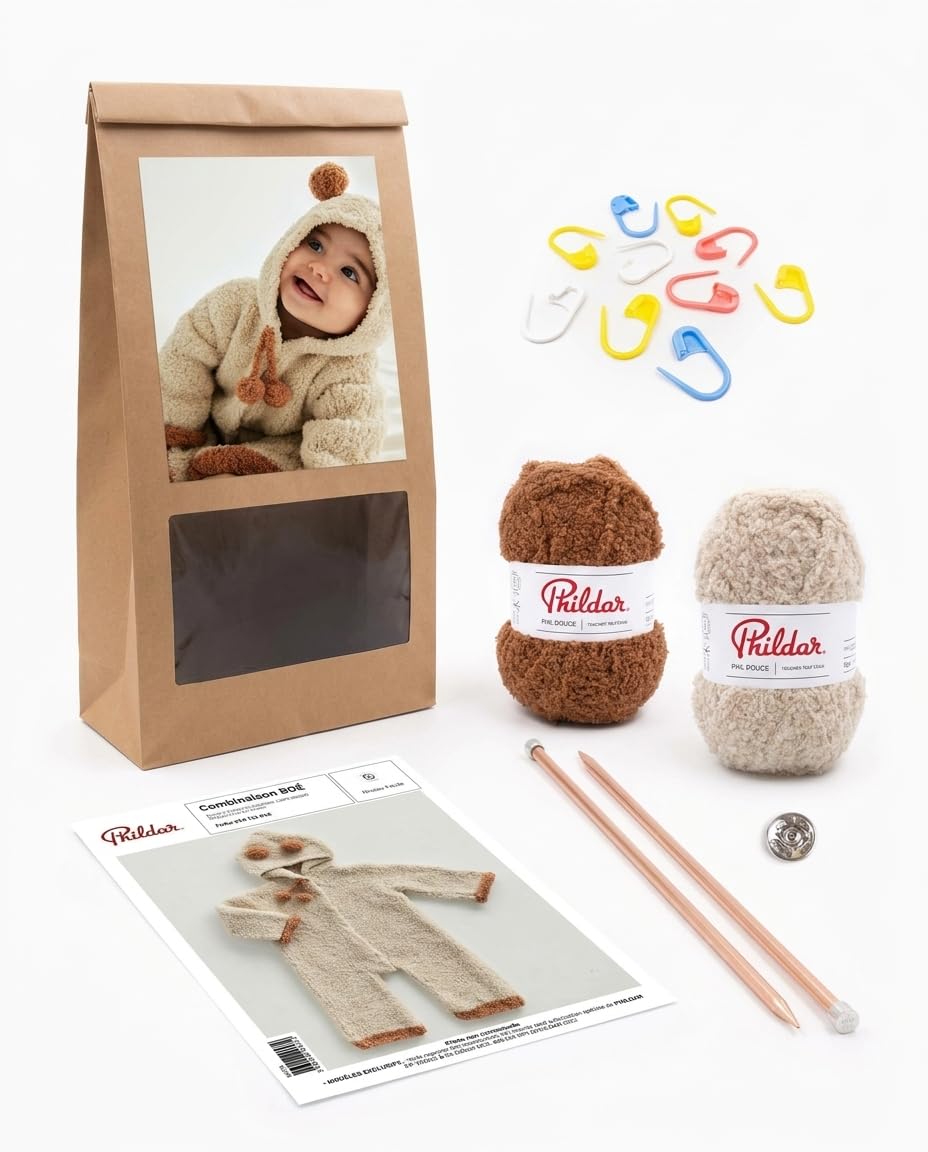 Phildar Kit Tricot Débutant Combinaison Layette Boe Kit tricot crochet complet, Cadeau d'anniversaire, Cadeau de Vacances