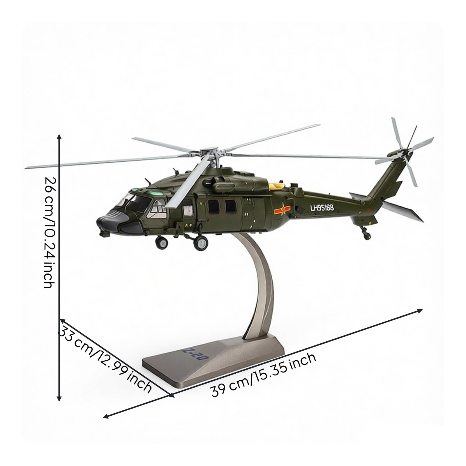 MagiDeal di Elicottero Decorativo Elicottero Militare Stabile in Metallo con Piedistallo per Studio