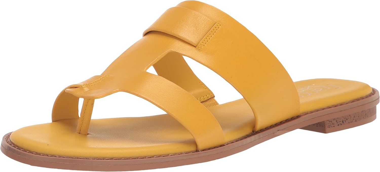 Franco Sarto Womens Gretta Flat Sandal Sunset Yellow Leather 9.5 M