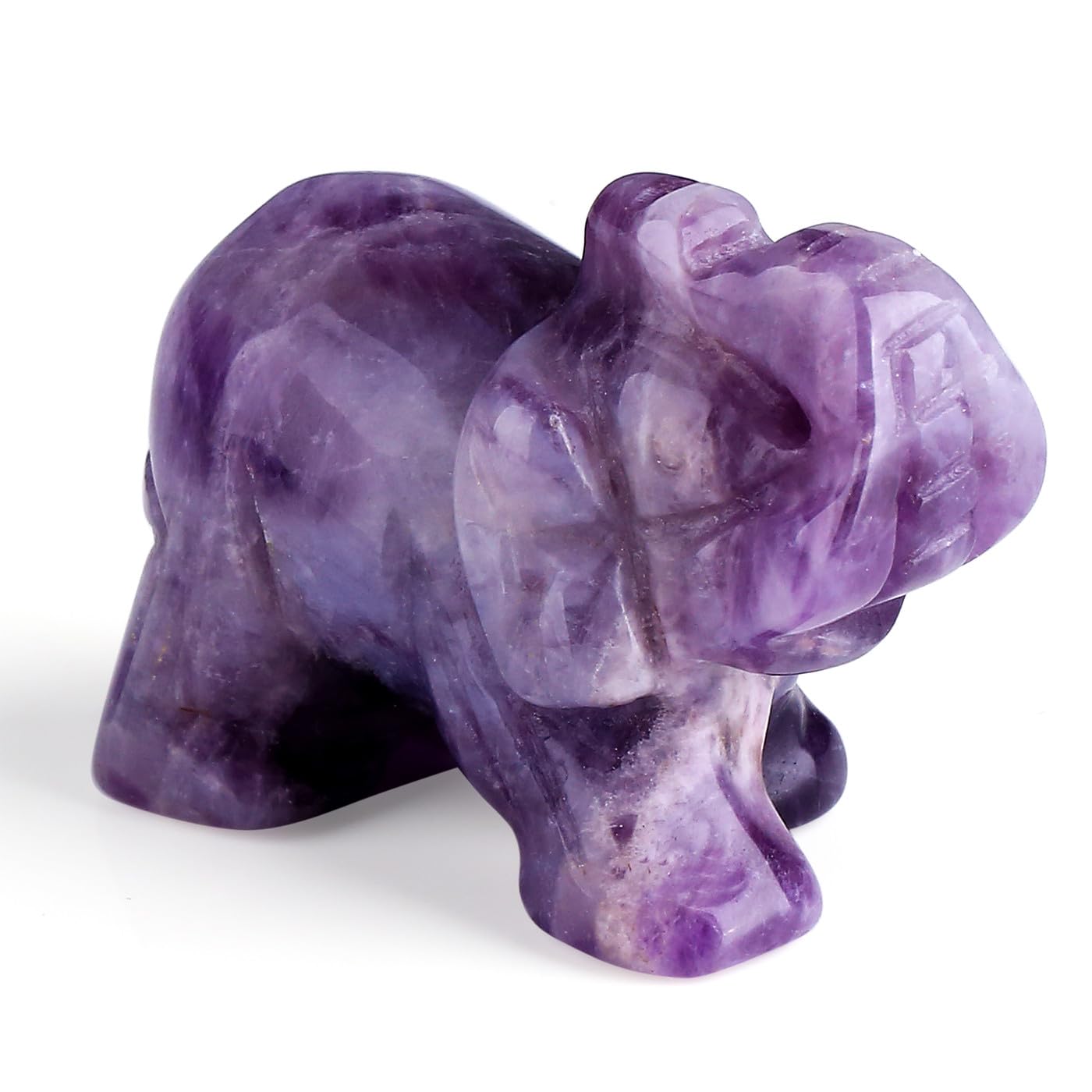 Amethyst Elephant Ornament Crystals Gift for Women - Elephant Statue Figurine Decoration - Polished Purple Cute Luck Small Home Office Desk Decor 1.5"