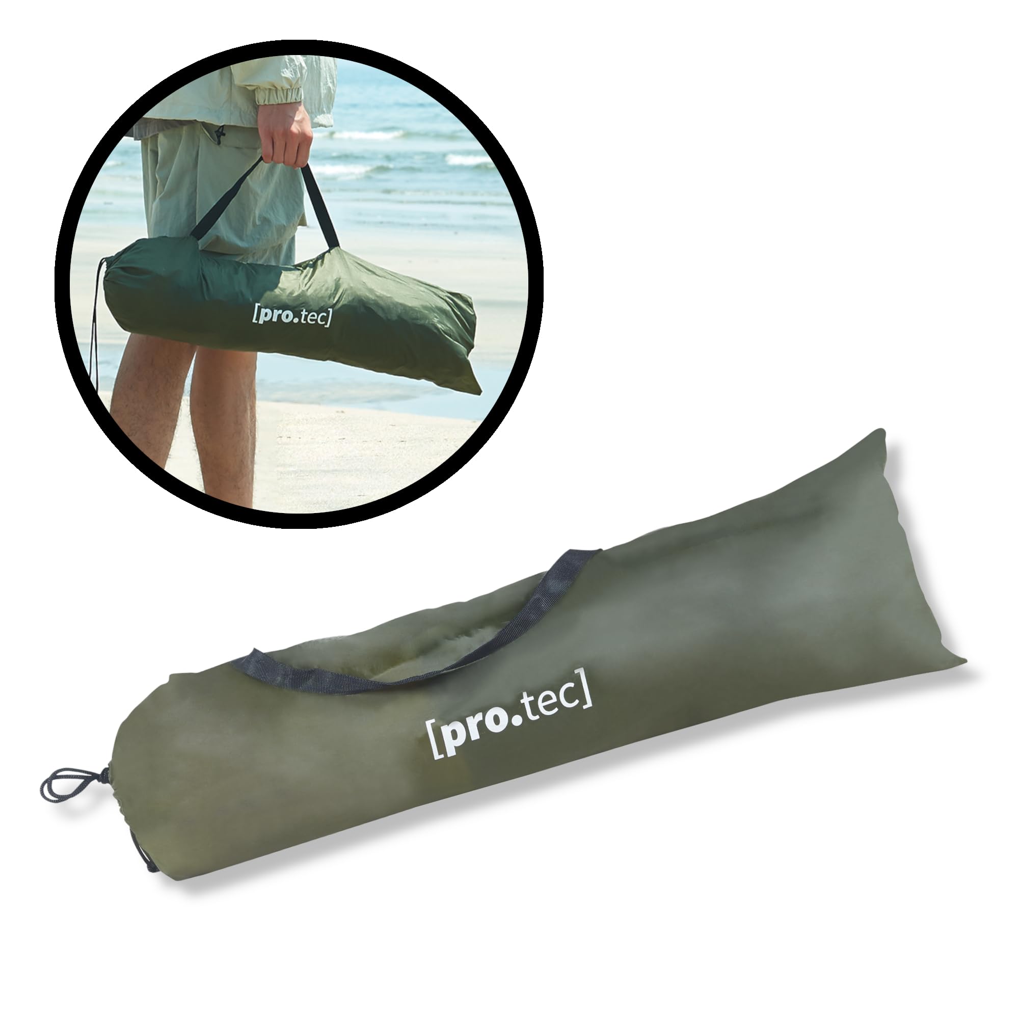 pro.tec Tente de Douche pour Camping Festivals Jardin avec Fenêtre Moustiquaire Poches de Rangement Impérméable Polyester Fibre de Verre 150 x 150 x 200 cm