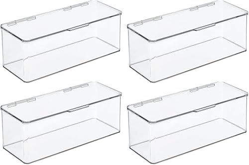 Miniatura 9 de mDesign caja de almacenamiento para alimentos con tapa, de plástico transparente, 4unidades