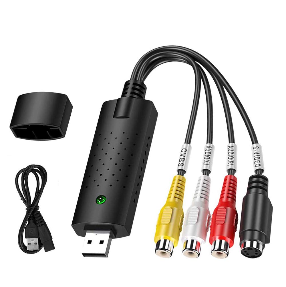 EDUPUP Video Capture Card Converts, USB Card Capture Video Grabber Converts Hi8 VHS,Digital File Converter Express USB 2.0 to Video Grabber Audio Support Windows 2000,XP/Vista/10