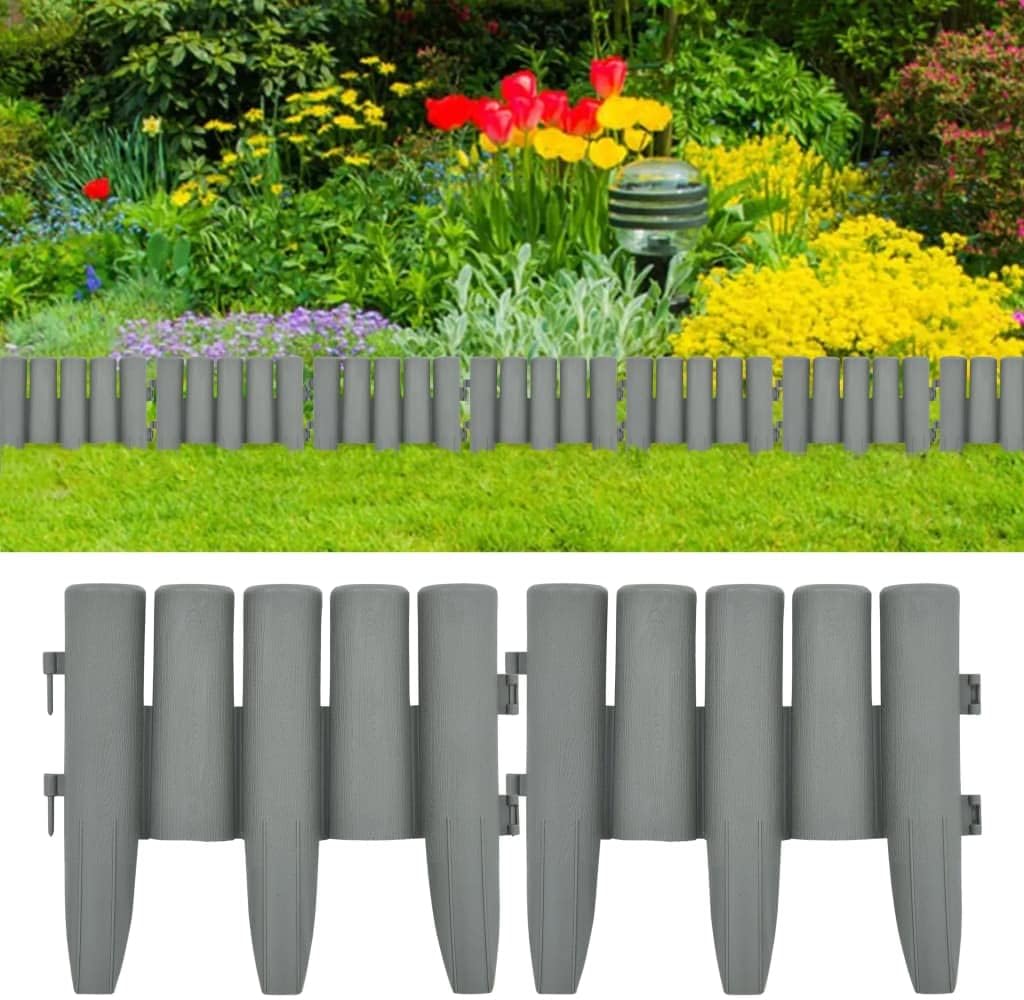 Lawn Edgings 36 pcs Gray 393.7" PP for DIY Outdoor Patio Balcony Yard Landscaping (Gray-40010)