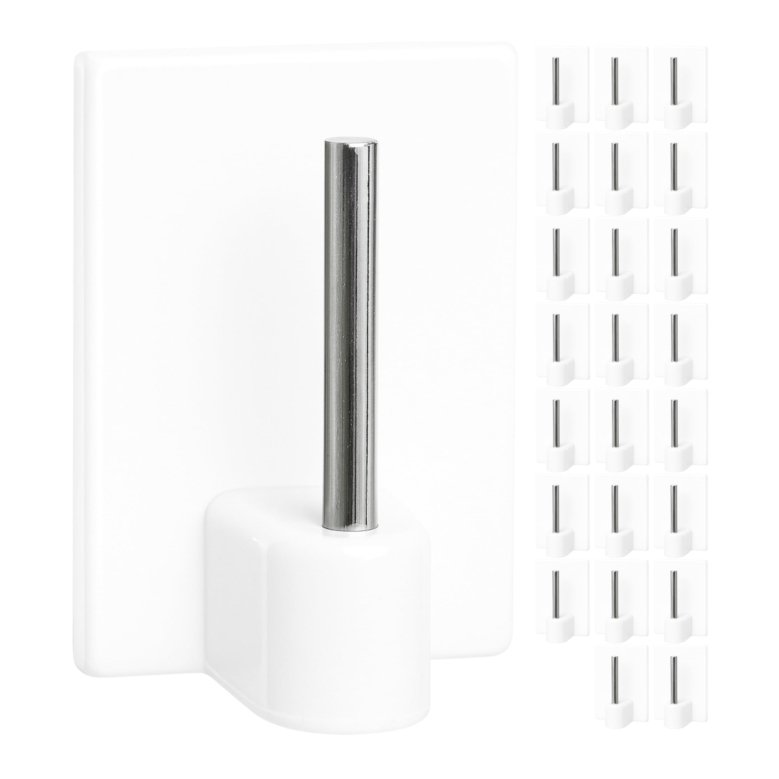Gardinenstangen Klebehaken, 20 Stück, in Weiss, selbstklebende Haken mit 24 x 16 mm, für Fensterrahmen, Glas, Fliese, Tür, Vorhanghaken Stange, Gardinenhalter Fenster, Vitrastange Fensterhaken