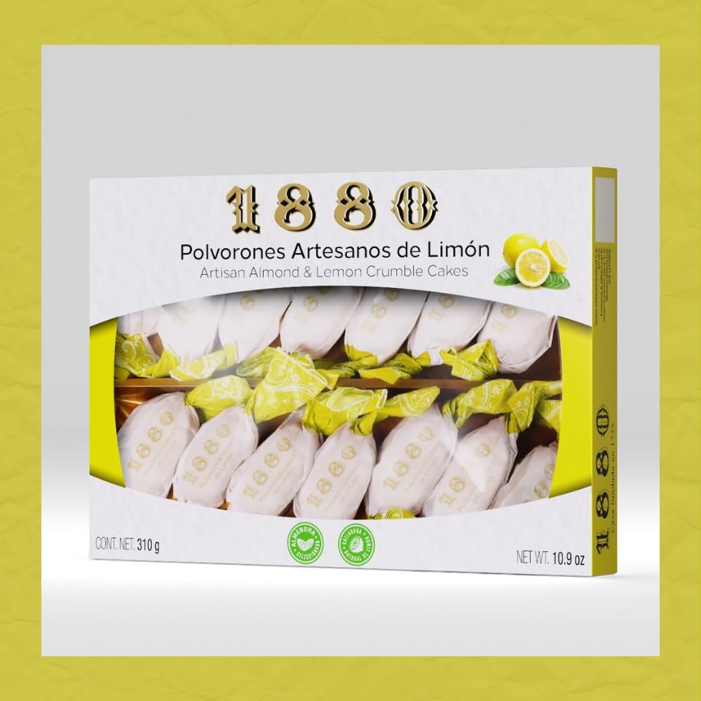 1880 - Polvorones aux amandes et au citron, qualité suprême, gourmandise typique de Noël, recette artisanale, emballage individuel, 310 grammes