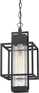 Osimir Outdoor Pendant Light Fixture, 1 Light Exterior Hanging Lantern Porch Light, 14" Outside Lighting for House in Black Finish with Bubble Glass Lamp Shade 2375/1HL