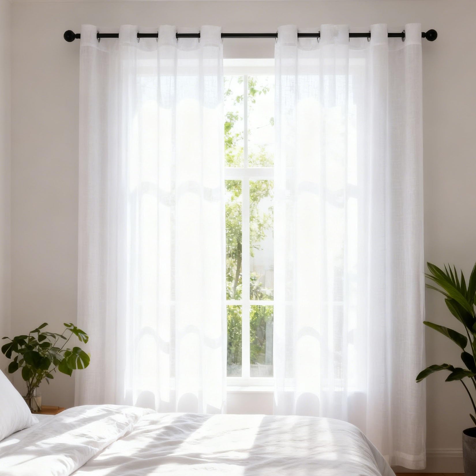 Cortinas blancas modernas de 250 x 86 cm: tejido muy finito para salon o cocina