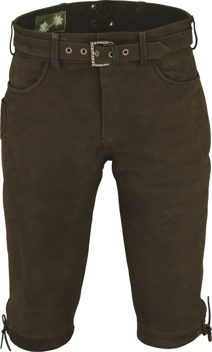 Kniebundhose Leder Nubuk-Fuente Jagdhose- Trachtenlederhose Herren- Damen Kniebundlederhose -Trachten Lederhose mit Gürtel in Braun, Camel, Grün, Grau, Trachtenhose Knielang