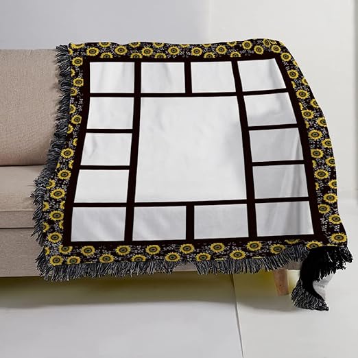 Yunhuy Sublimation Blanks Flannel Throw Blanket,330GSM Soft Lightweight Custom Personalised Sublimation Photo Blanket with 9/15/20 Panels (Sunflower 15 Panels, 60'' x 50'')