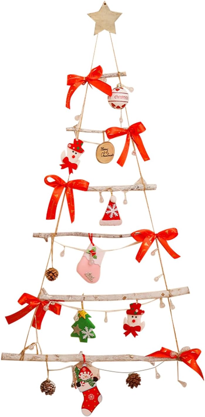 Wall Mounted Christmas Twig Tree With LED Lights Wall Hanging