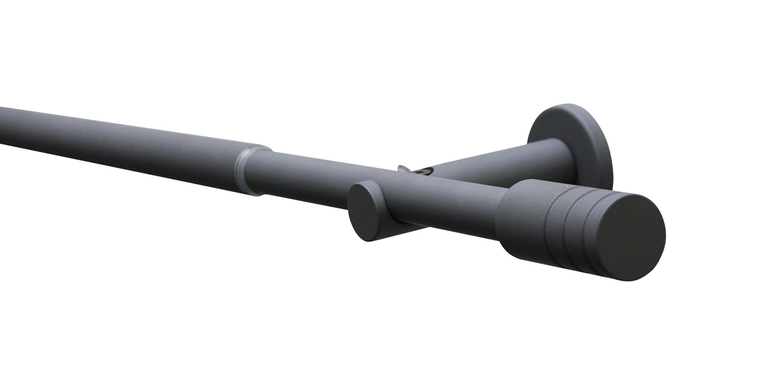 GARDINIA Juego de barras de cortina Elba, Juego completo incl. material de fijación, Barra de cortina, Longitud 120 - 210 cm, Metal, Gris piedra