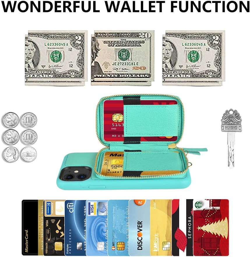 Flаѕh Sаlе iPhone 11 Wallet Case, ZVE iPhone 11 Case with Credit Card Holder Slot Crossbody Chain Handbag Purse Protective Zipper Leather Case Cover for Apple iPhone 11 6.1 inch 2019 - Blue