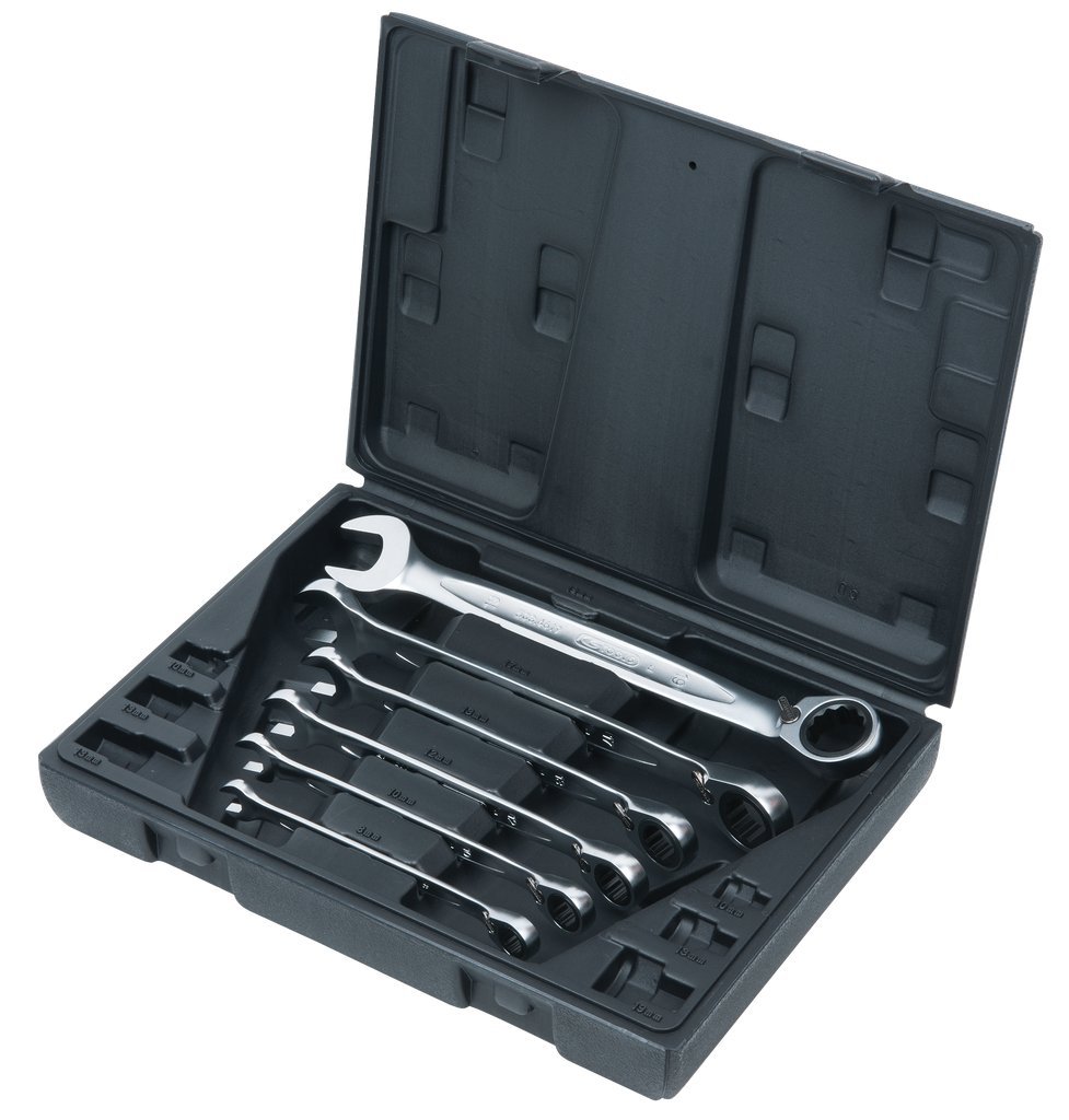 KS Tools GEARplus Ratschenringmaulschlüssel-Set, 6-teilig, Umschaltbar – Für Enge Räume & Mehr Drehmoment