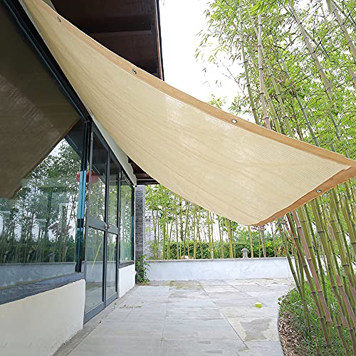 shade net Filet D'ombrage Beige, Tissu D'ombrage 90% avec Boucle en Cuivre,Voiles D'ombrage pour Volets De Clôture De Balcon, 1 × 1,5 M, 1 × 2 M, 2 × 5 M, 4 × 6 M Cover