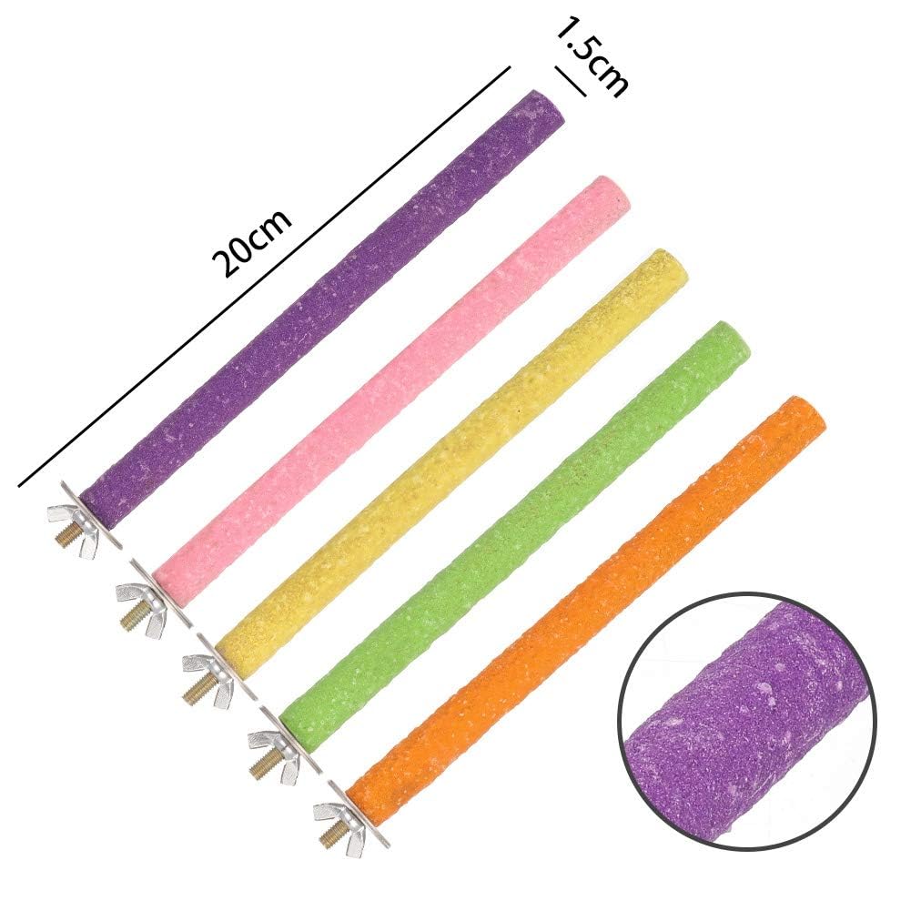5 Pezzi 20cm Posatoio per Pappagalli,Posatoio per Pappagallo Giochi per Accessori,Trespolo per Pappagalli per Uccello Giocattolo di Masticare Domestico Piattaforma