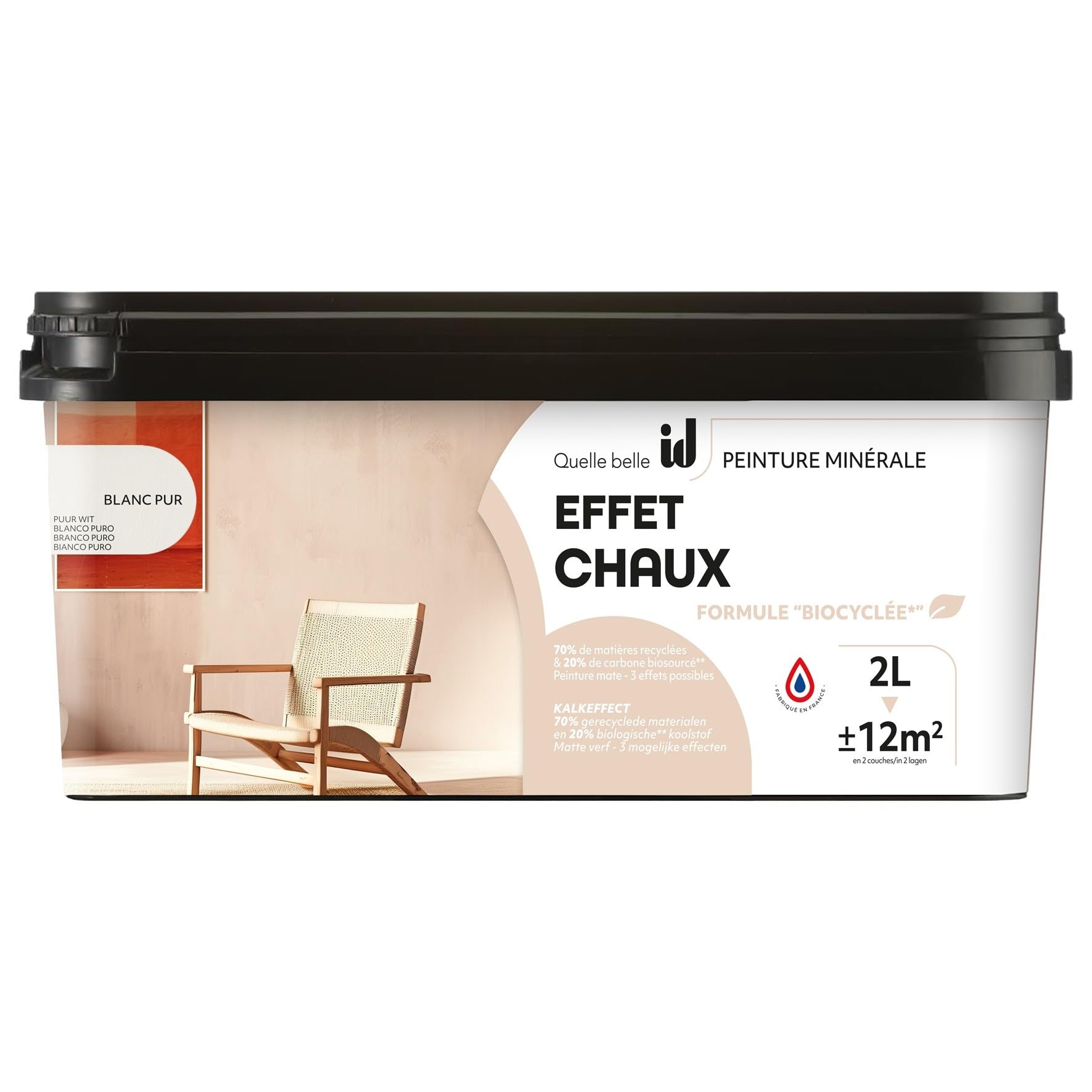 ID PEINTURE MINÉRALE EFFET CHAUX BLANC PUR 2L PARIS