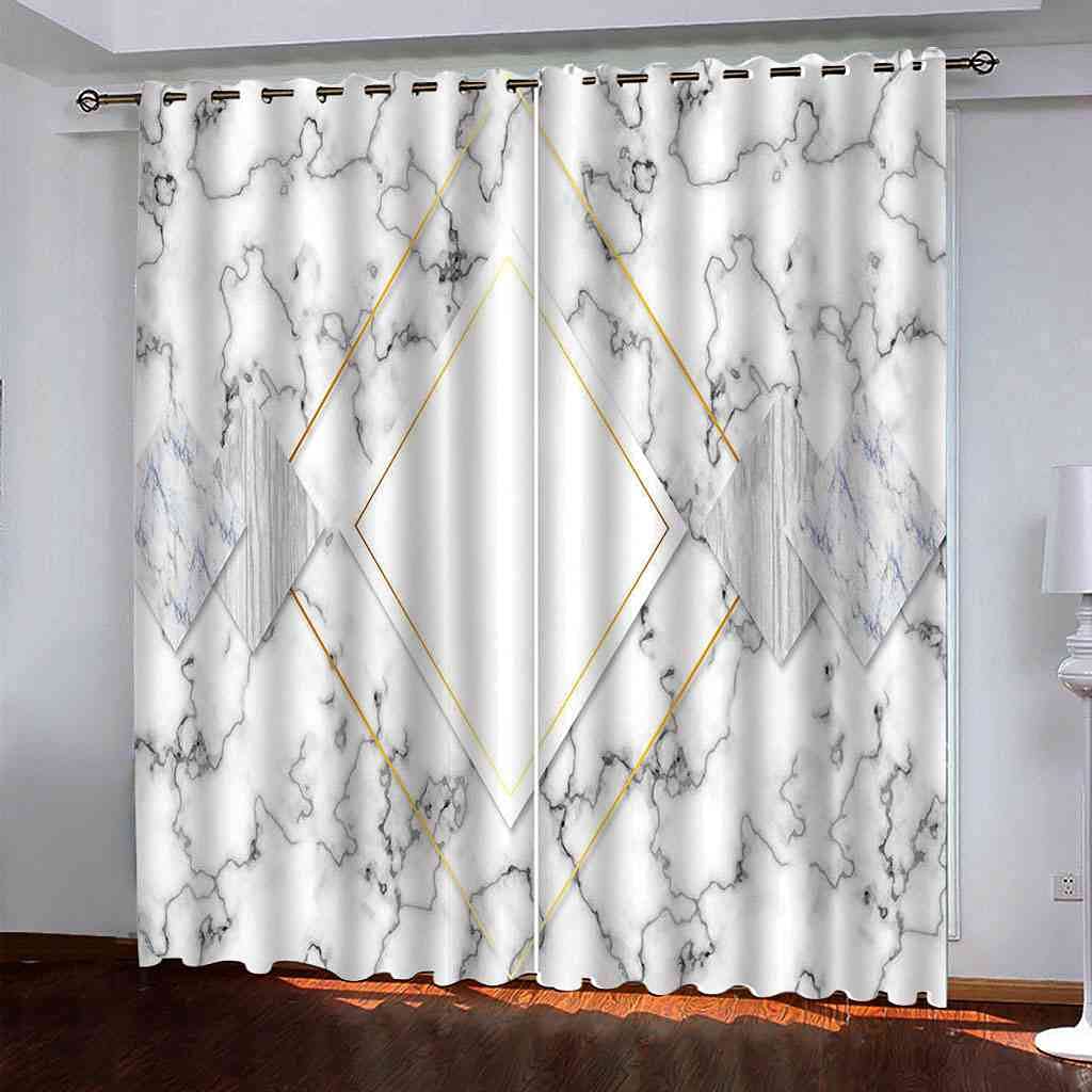 Rideau de fenêtre moderne pour salon et chambre motif marbre 3D