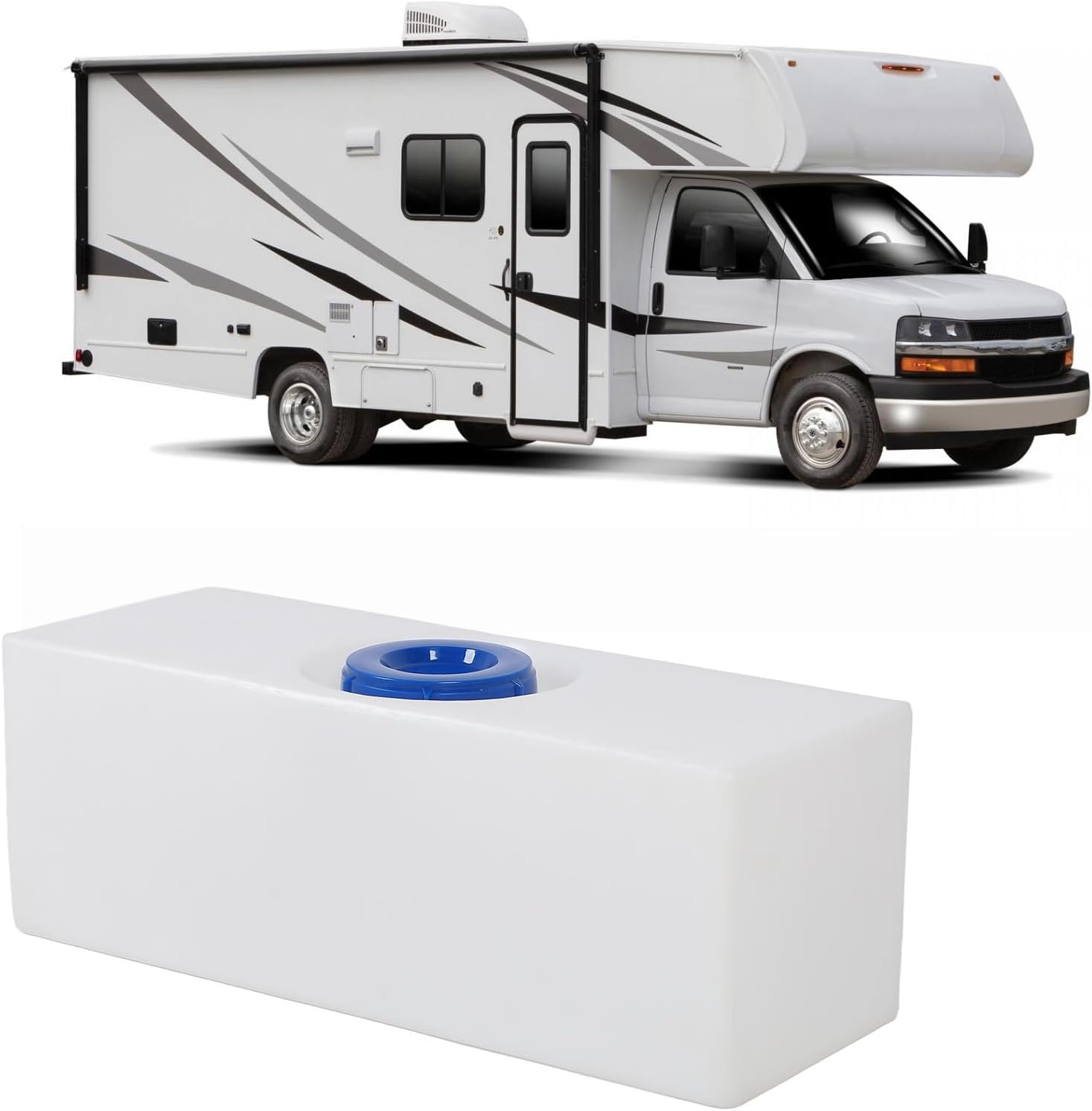 15 Gallon RV Water Storage Container, Water Holding Tank RV Water Tank RV Water Storage Tank with 130mm Water Inlet for RV Trailer Boat Yacht