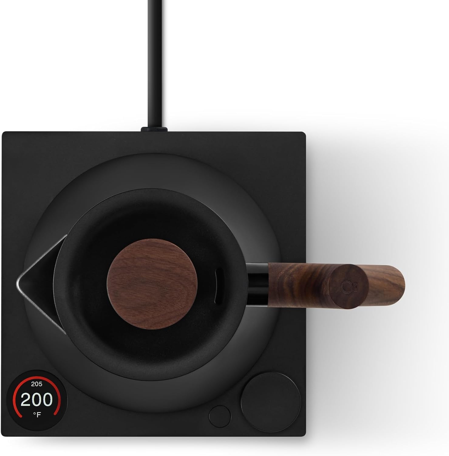 Hervidor Eléctrico de Té Fellow Corvo EKG Pro - Calentamiento Rápido, Control Preciso de Temperatura, Programación, Temporizador de Elaboración Integrado, EU Negro Mate con Mango de Nogal