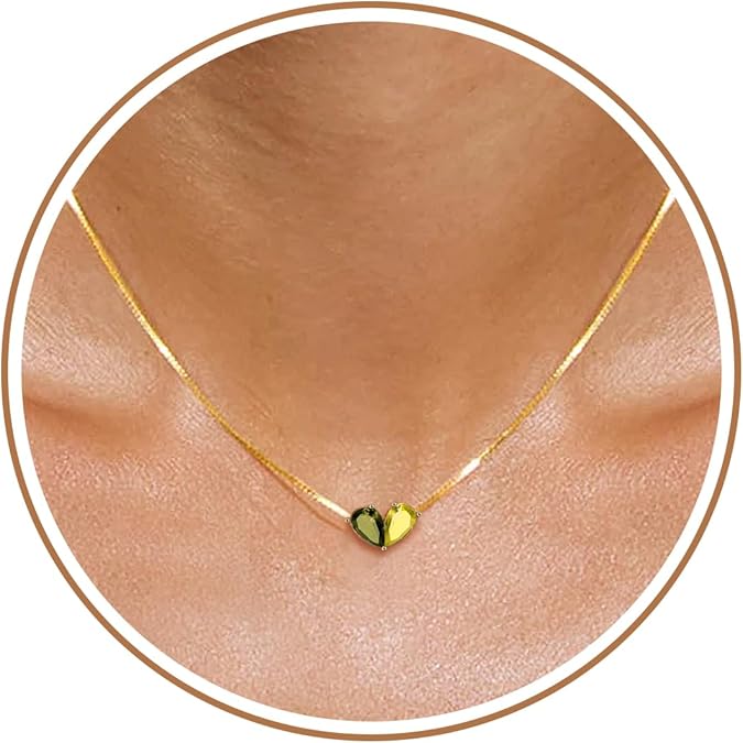 Birthstone Necklace for Women Dainty Gold Necklace with 2 Birthstone Christmas Stocking Stuffers Teen Girl Gifts Trendy Stuff Birthday Gift Moms 2025 Graduation Gift Adjustable Anniversary Jewelry for Daughter Girlfriend Friend