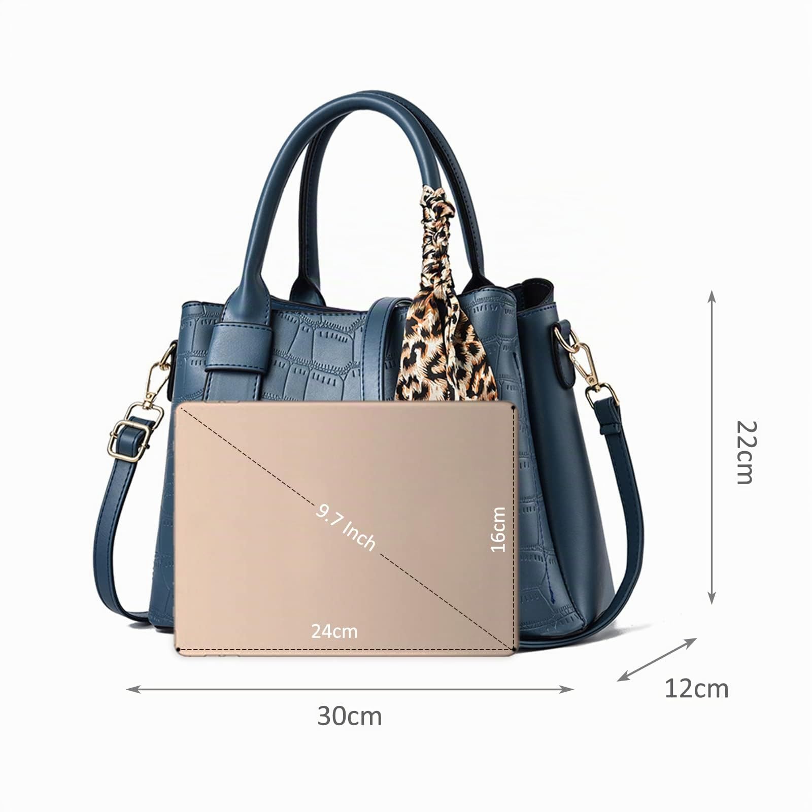 NICOLE & DORIS Sac a Main Femme en Cuir Sac Portés Main Pochette Sac Epaule Rétro Sac Fourre Tout Avec Ruban Léopard Sac Bandouliere Mode