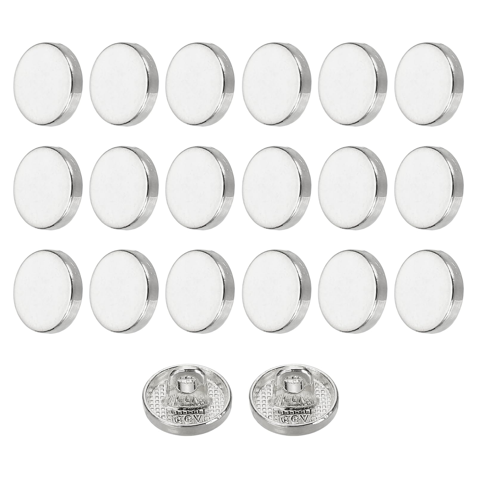 sourcing map 20pcs 16L Metal Round Flat Sewing Buttons 10mm Alloy Shank Craft Replacement Button for Men Women Suit Woolen Coat Shirt Trousers Sewing Crafts, Silver Tone