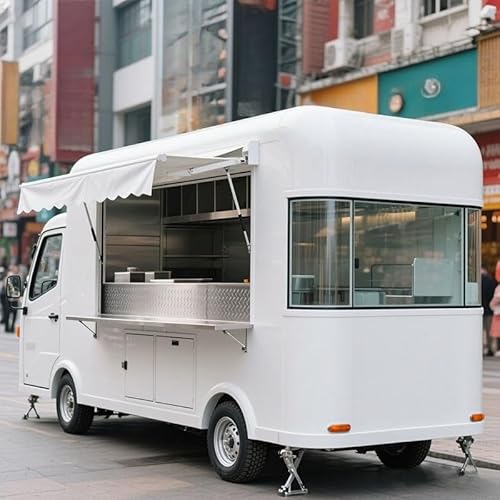 Food Trailer for Sale,Customized Concession Food Truck - Fully Equipped Mobile Kitchen with Pizza Oven, Hot Dog Cart, Freezer & Ice Cream Cooler for Street Vendors