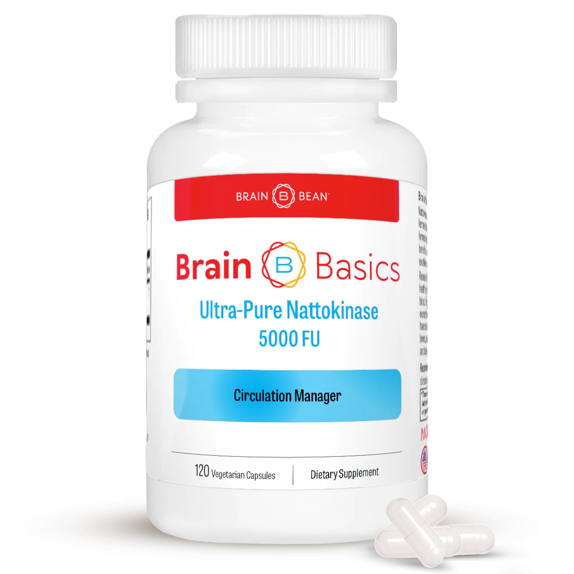 - Brain Basic Ultra-Pure Nattokinase 5000 FU – 120 Capsules - Natural Blood Circulation Support with Highest Potency Available – Non-GMO, Vegan, Gluten Free